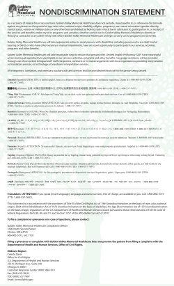 Non Discrimination Statement - Golden Valley Memorial Hospital