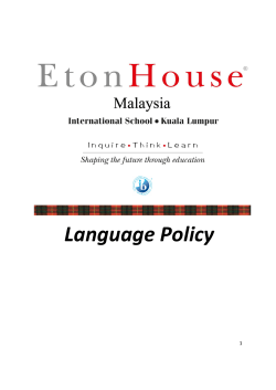 Language Policy - EtonHouse Malaysia