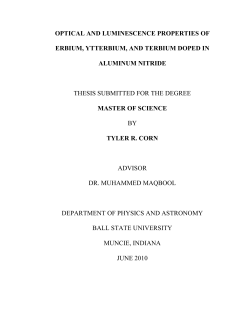 optical and luminescence properties of erbium, ytterbium, and