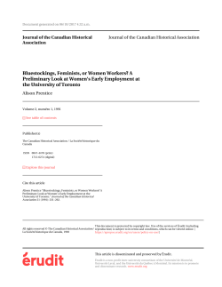 Preliminary Look at Women`s Early Employment at