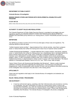 Missing Senior Citizen and Person with Developmental Disabilities