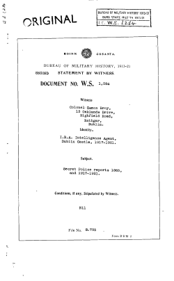 ROINN COSANTA. BUREAU OF MILITARY HISTORY, 1913