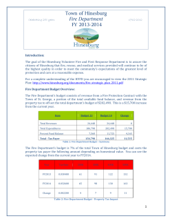 Town of Hinesburg Fire Department FY 2013-2014