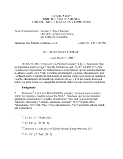 FERC Certificate of Public Convenience and