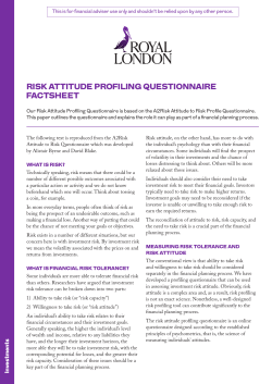 Risk Attitude Profiling Questionnaire Factsheet