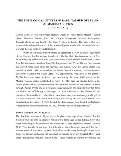 the theological letters of rabbi talmud of lublin (summer&ndash;fall 1942)