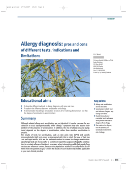 Allergy diagnosis: pros and cons of different tests, indications and