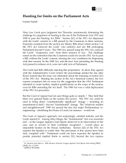 Hunting for limits on the Parliament Acts
