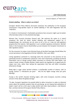 Eurocare Press Release Alcohol Labelling report 2017 DRAFT