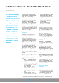 Science in South Africa: The dawn of a renaissance?1