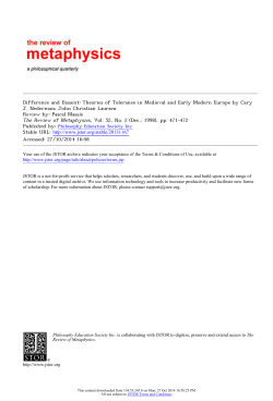 Difference and Dissent: Theories of Tolerance in
