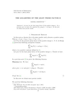 THE LOGARITHM OF THE LEAST PRIME FACTOR II 1. Preliminary