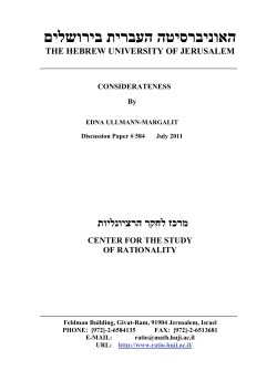 CONSIDERATENESS By - Center for the Study of Rationality