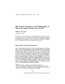 The Genetic Perspective in Psycholinguistics or Where Do Spoken