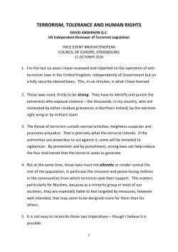 terrorism, tolerance and human rights