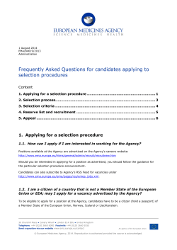 Frequently asked questions for candidates - EMA