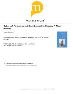 Out of Left Field: Jews and Black Baseball by Rebecca T. Alpert