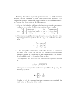 Assuming the earth is a perfect sphere of radius a = 6378 kilometers