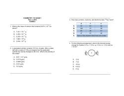Exam 1 - Chemistry Courses