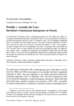 Actually v. Possibly the Case: On Davidson`s Omniscient Interpreter