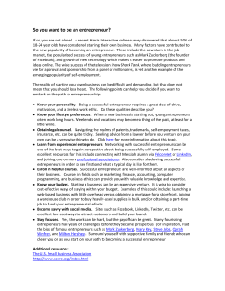 So you want to be an entrepreneur