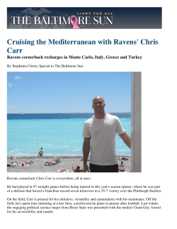 Cruising the Mediterranean with Ravens` Chris Carr