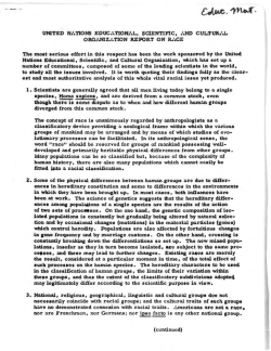 UNESCO Report on Race