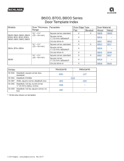 Schlage B600, B700, B800 Templates Index