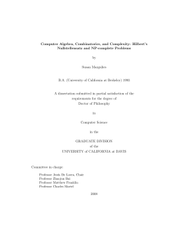 Computer Algebra, Combinatorics, and Complexity: Hilbert`s