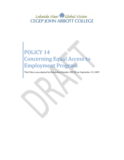POLICY 14 Concerning Equal Access to Employment Program