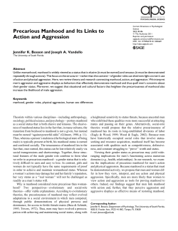 Precarious manhood and its links to action and aggression. Current