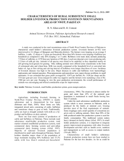characteristics of rural subsistence small holder livestock production