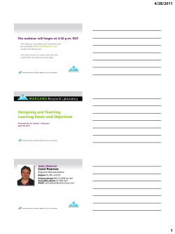 Designing and Teaching Learning Goals and Objectives