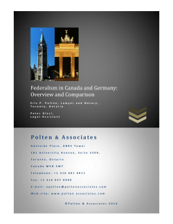 Federalism in Canada and Germany: Overview and Comparison