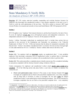 State Mandatory E-Verify Bills - Catholic Legal Immigration Network