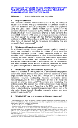 CSA Staff Notice 24-302 : Entitlement Payments to the Canadian