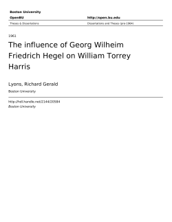 The influence of Georg Wilheim Friedrich Hegel on William Torrey