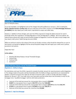 Annual Threshold Changes