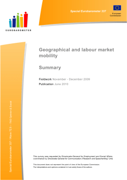 Geographical and labour market mobility Summary