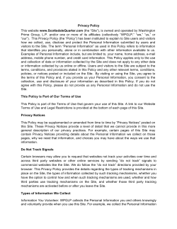 Privacy Policy This website www.ScottsdaleQuarter.com (the &ldquo;Site