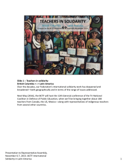 Slide 1 &ndash; Teachers in solidarity British Columbia  Latin America