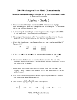 Algebra - Grade 5
