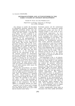 heterosynthesis and autosynthesis in the early stages of anuran