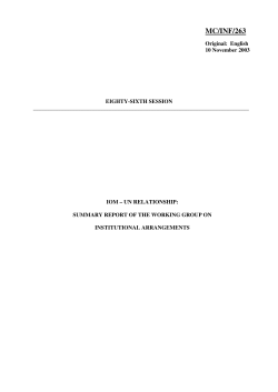 MC/INF/263 - IOM-UN Relationship: Summary