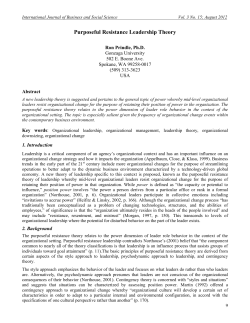 Purposeful Resistance Leadership Theory