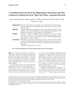 Correlation between the Iron, Magnesium, Potassium and Zinc