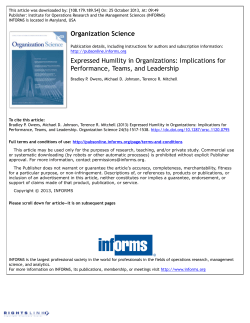 Expressed Humility in Organizations: Implications for Performance
