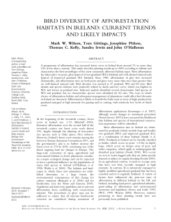 bird diversity of afforestation habitats in ireland