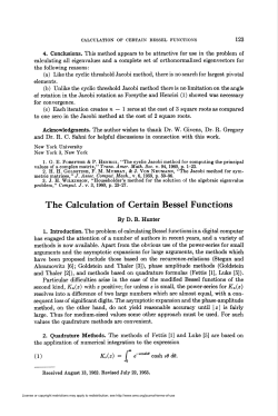 The Calculation of Certain Bessel Functions