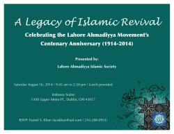 Invitation to Centenary Symposium: "A Legacy of Islamic Revival"